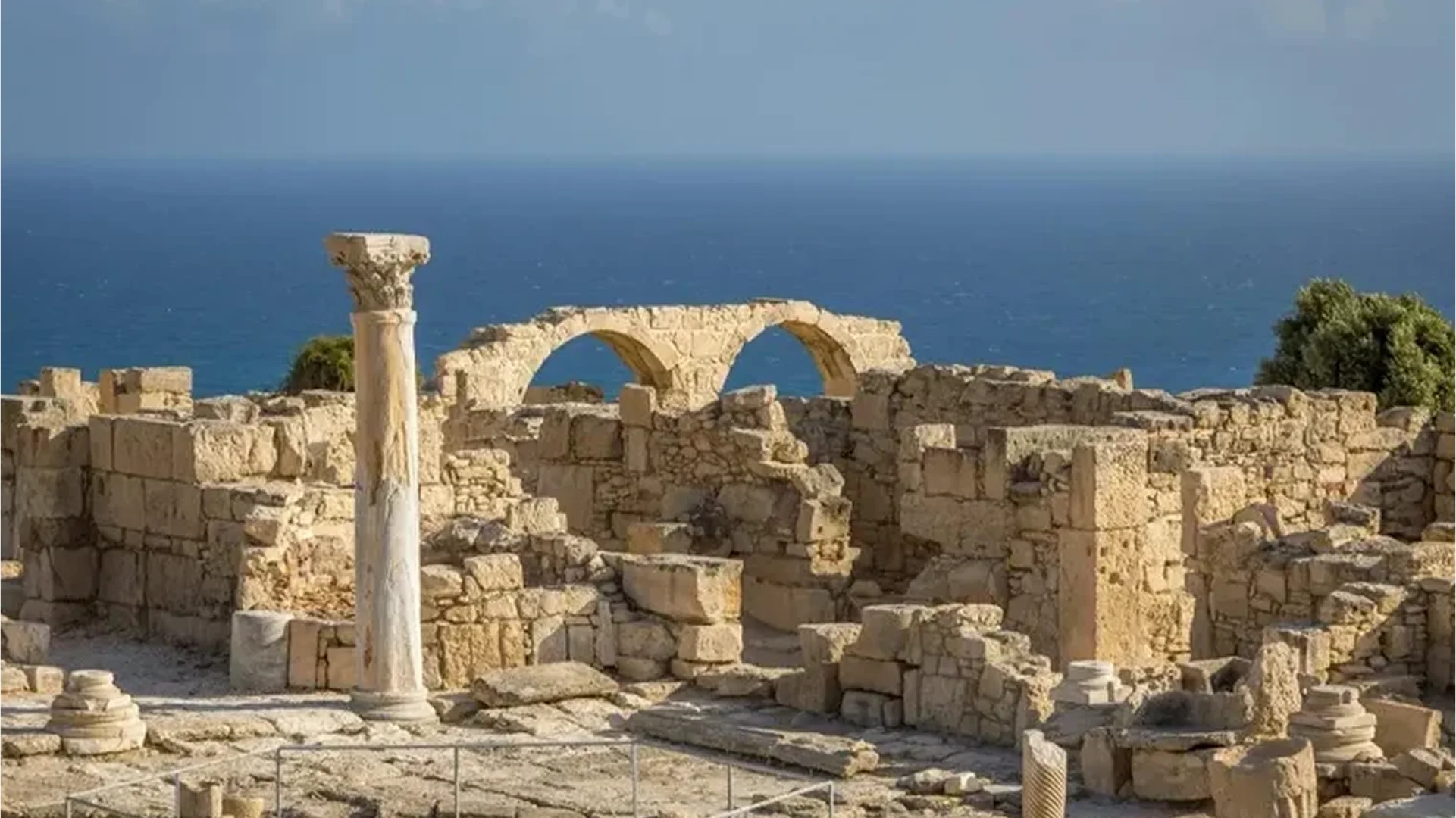 Cultural immersions Cyprus - Kourion Ruins in Limassol, Cyprus overlooking the Mediterranean with ancient amphitheatre and archaeological remains.