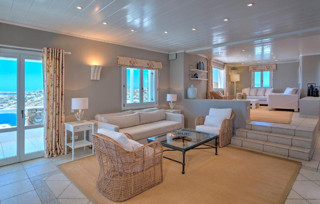 Cozy living room with neutral tones and comfortable seating.