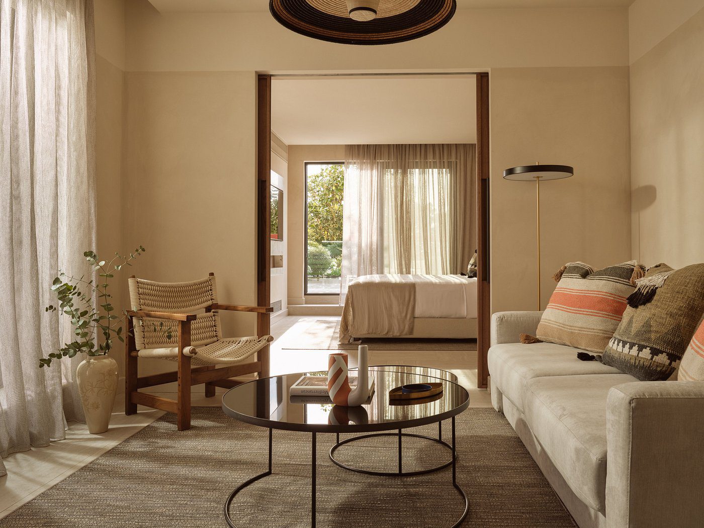 Cozy living room with neutral tones and comfortable seating.